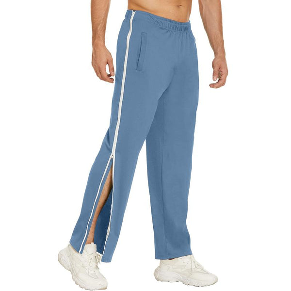 Men's Solid Loose Elastic Waist Zip Side Sports Trousers 68073071Z