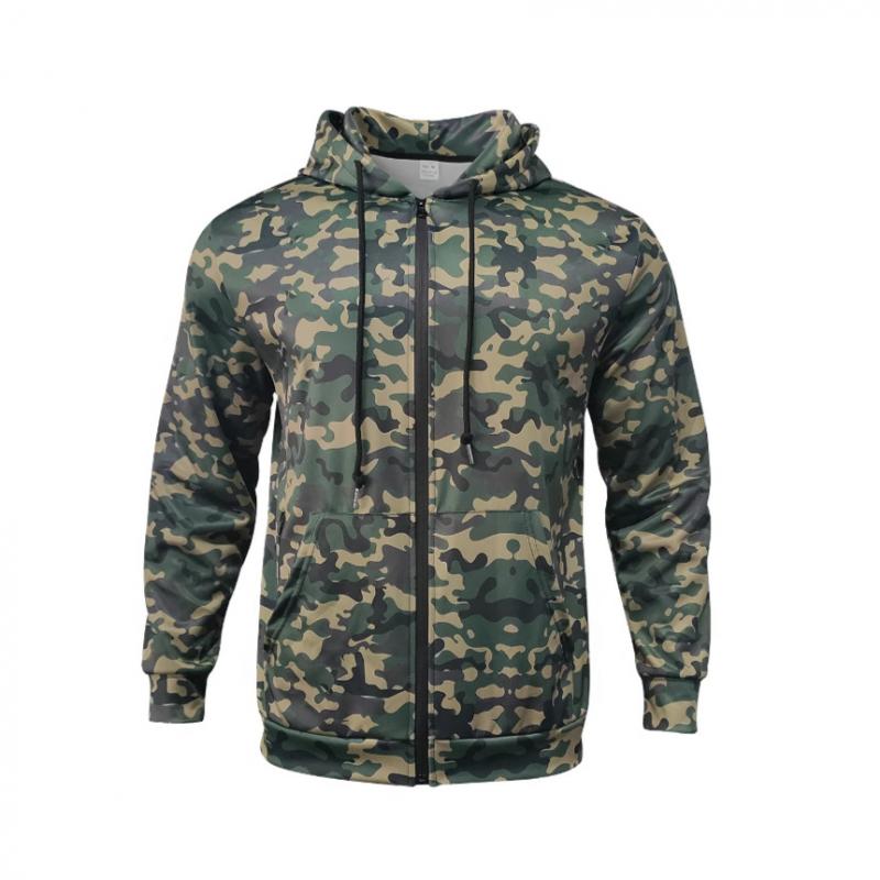 Men's Camo Print Hooded Zipper Casual Jacket 74098014Z