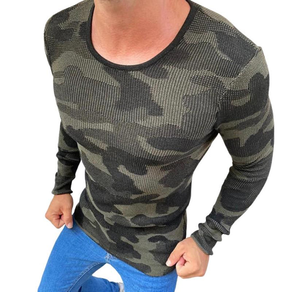 Men's Retro Casual Camouflage Crewneck Sweater 13743621TO