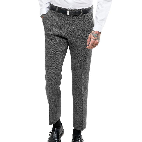 Men's Retro Casual Herringbone British Style Straight Suit Pants 88278513TO