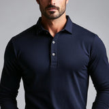 Men's Classic Retro Basic Solid ColorLong-sleeved Polo Shirt 55457721K