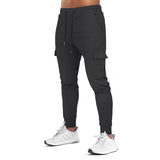 Men's Solid Multi-pocket Drawstring Elastic Waist Fitness Sports Pants 49940128Z