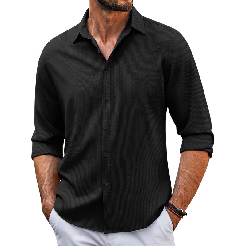 Men's Single-Breasted Lapel Long-Sleeved Shirt 99354806Y