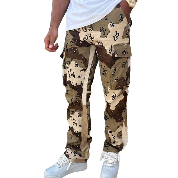 Men's Fashion Camouflage Color Matching Straight Cargo Pants 42224408Z