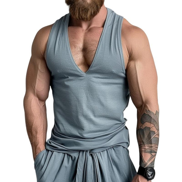 Men's Retro Casual Large V-neck Tank Top 50566420TO