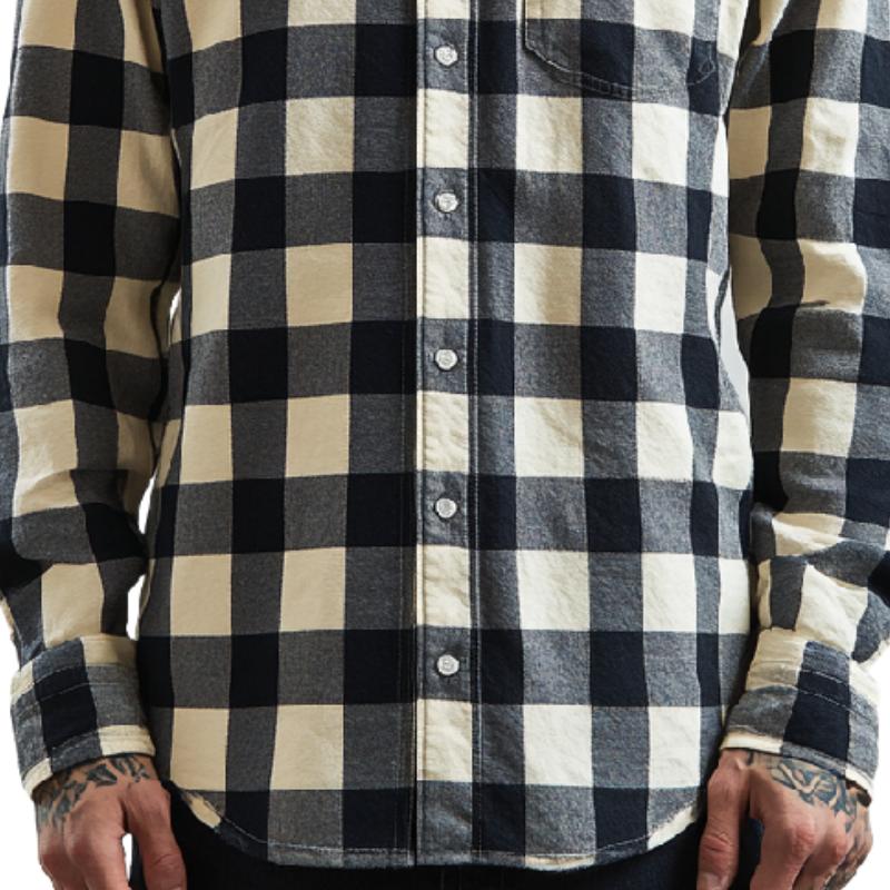 Men's Versatile Lapel Plaid Long Sleeve Shirt 47433369F