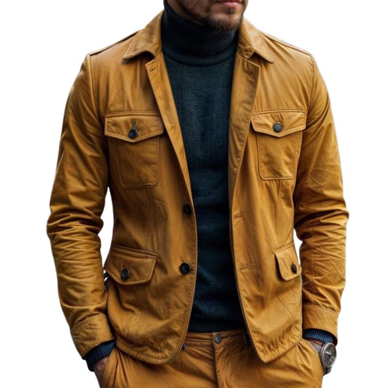 Men's Vintage Casual Multi-Pocket Lapel Jacket 85787063TO