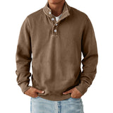 Men's Solid Color Buttons Stand Collar Long Sleeve Sweatshirt 16820752Z