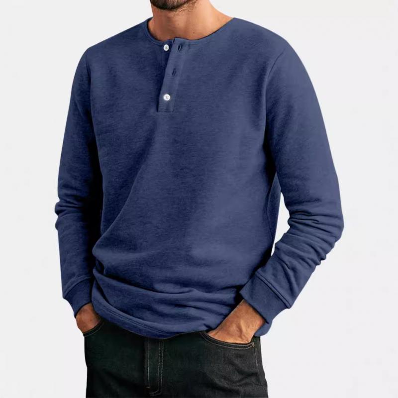 Men's Casual Cotton Blend Henley Collar Slim Fit Long Sleeve T-Shirt 46939439M