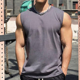 Men's Solid Color Round Neck Sleeveless Tank Top 06141445Z