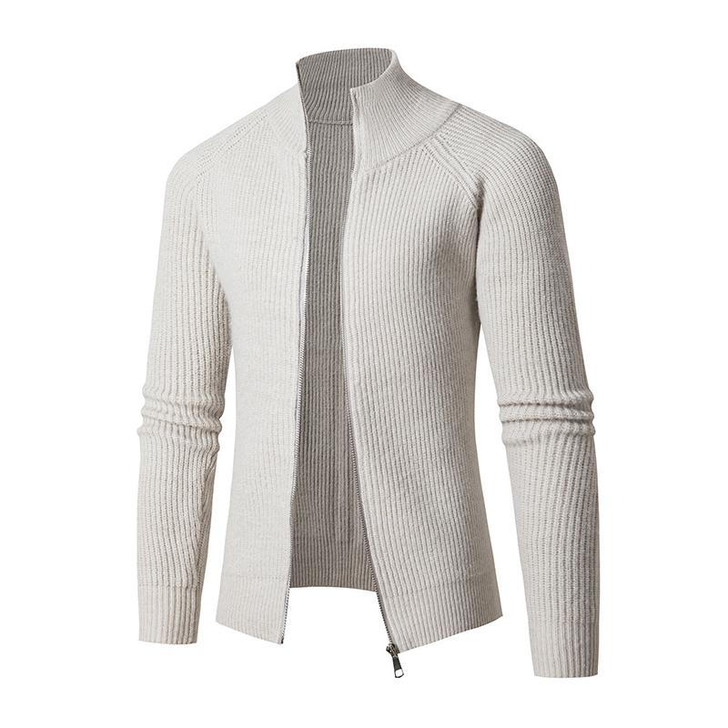 Men's Casual Solid Color Stand Collar Loose Knitted Cardigan 67721300M