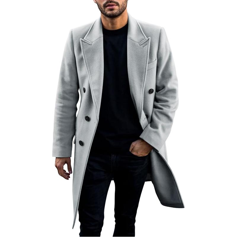 Men's Casual Solid Color Lapel Double Breasted Coat 64256072Y