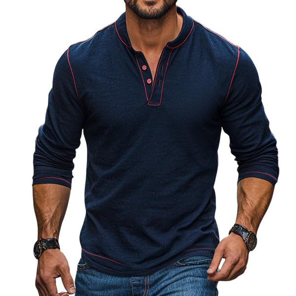 Men's Vintage Casual Henley Neck Long Sleeve T-Shirt 49063423TO