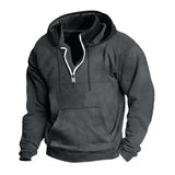 Men's Casual Zipper Stand Collar Loose Long Sleeve Hoodie 53913566M