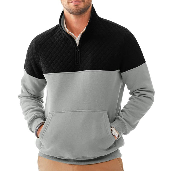 Men's Colorblock Half Zip Collar Long Sleeve Casual Sweatshirt 06247405Z