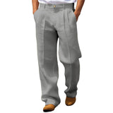 Men's Linen Solid Color Loose Straight Pants 24902270X