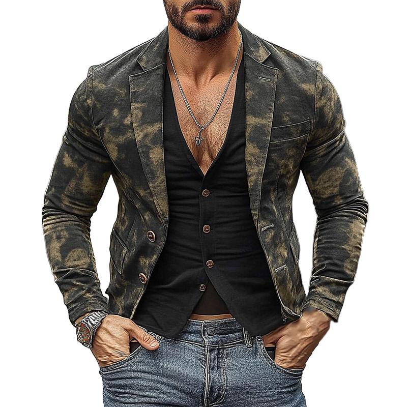 Men's Vintage Camouflage Print Blazer 21811422X