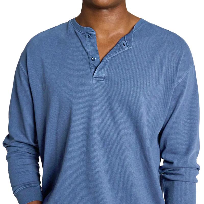 Men's Fashion Solid Color Henley Collar Long Sleeve Casual T-shirt 61295200Z