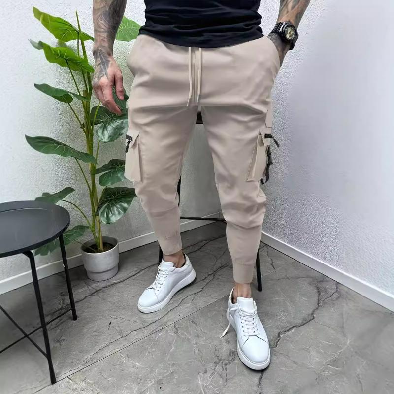 Men's Solid Multi-pocket Elastic Waist Cargo Pants 97473915Z