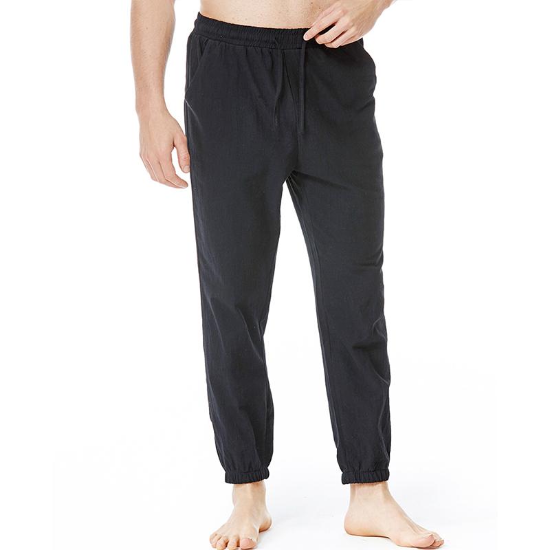 Men's Cotton Linen Drawstring Elastic Waist Casual Jogging Yoga Pants 56549139Z