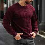 Men's Retro Round Neck Long Sleeve Casual Jacquard Sweatshirt 10307510X