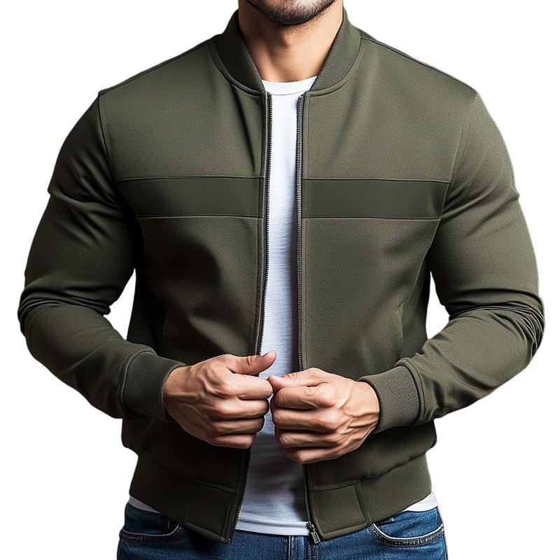 Men's Retro Casual Colorblock Sports Zipper Baseball Jacket 16524172TO