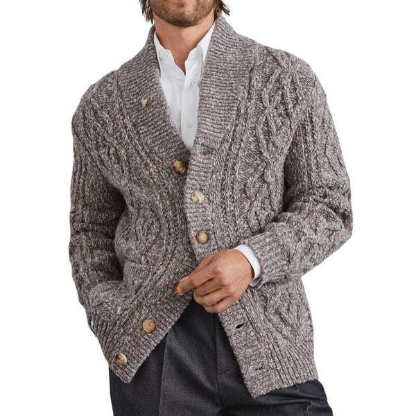 Men's Vintage Cable-knit Single-breasted Loose Knit Cardigan 44961139M