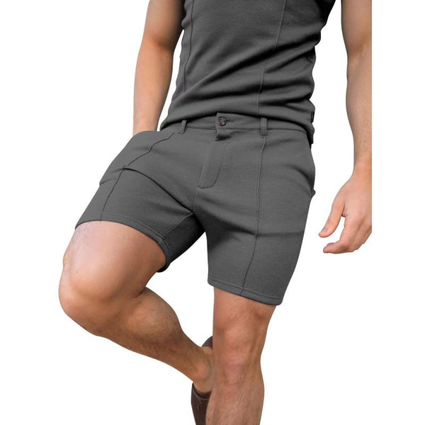 Men's Solid Stretch Straight Slim Casual Shorts 23980087Z