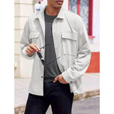 Men's Casual Solid Color Lapel Double Chest Pocket Long Sleeve Shirt 76683492Y