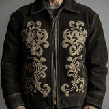 Men's Classic Suede Embroidered Lapel Jacket 93959999F