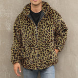 Men's Fashion Leopard Print Warm Fleece Zipper Padded Bomber Jacket 83611903M