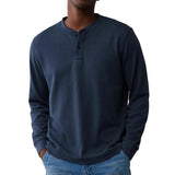 Men's Solid Color Henley Collar Long Sleeve Casual T-shirt 80852969Z