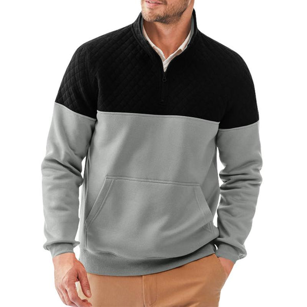 Men's Colorblock Half Zip Collar Long Sleeve Casual Sweatshirt 06247405Z