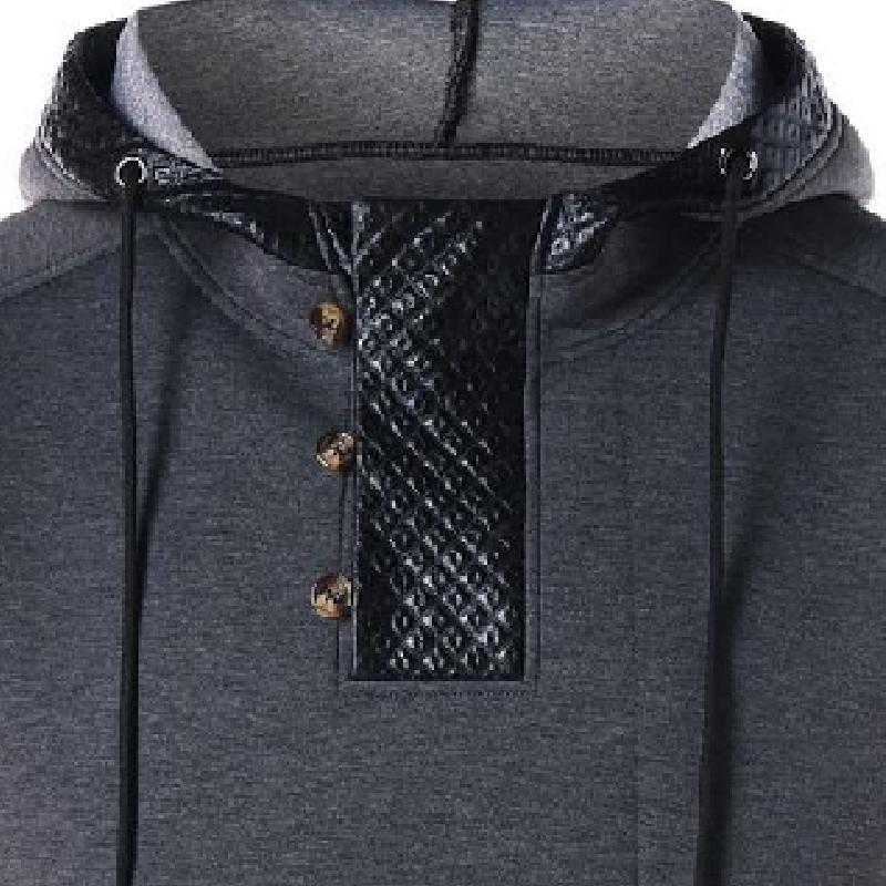 Men's Casual Personalized Patchwork Hooded Sweatshirt 97547240F