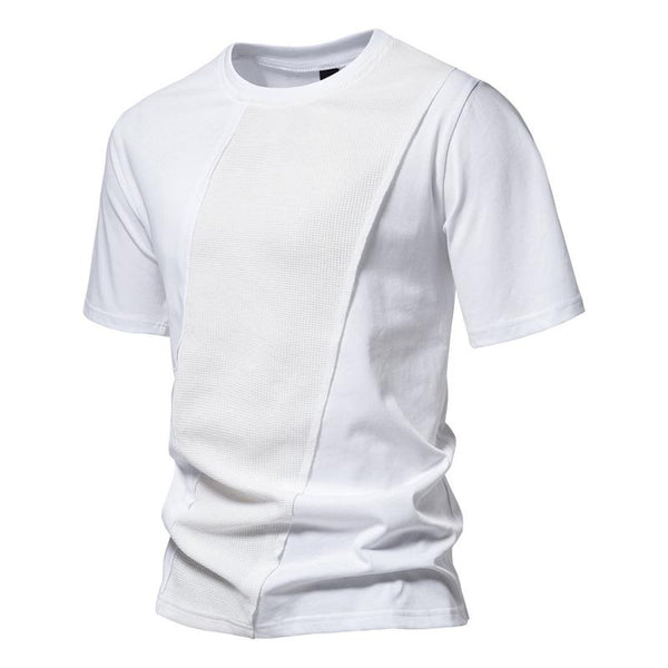 Men's Solid Stitching Round Neck Short Sleeve Casual T-shirt 70384068Z