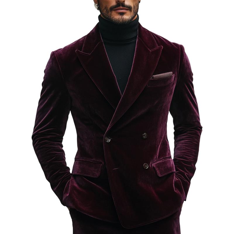 Men's Vintage Crimson Velvet Blazer 80372059U