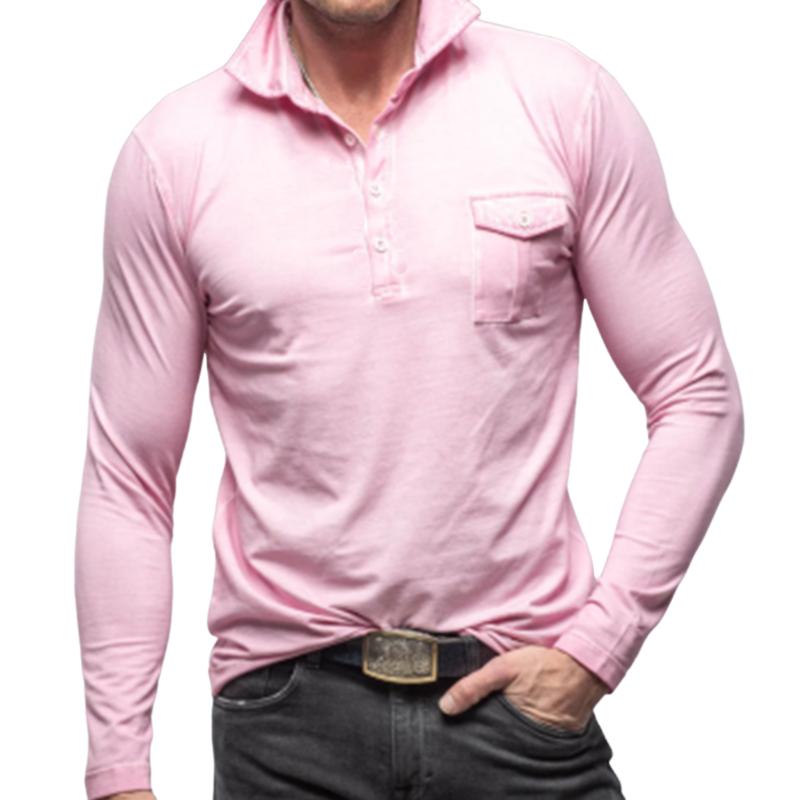 Men's Classic Casual Slim Pocket Long Sleeve POLO Shirt 83719400K