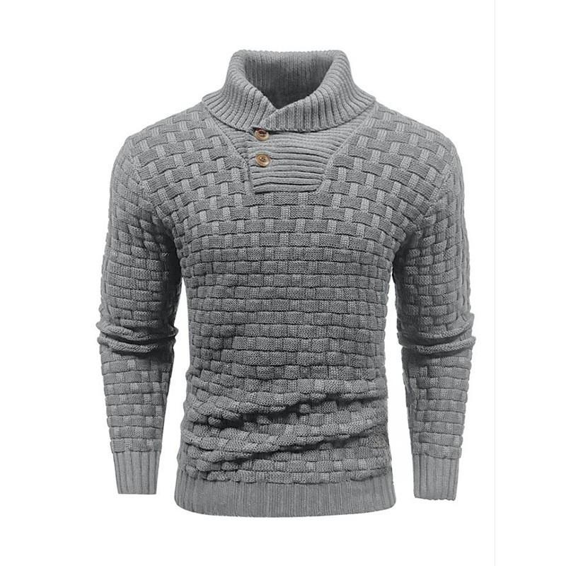 Men's Casual Jacquard Knit Lapel Sweater 15858753Y