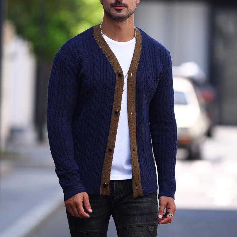 Men's Casual Colorblock Single Breasted Cardigan 31740363Y