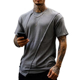 Men's Casual Trendy Stitching Round Neck Short-sleeved T-shirt 32163665TO