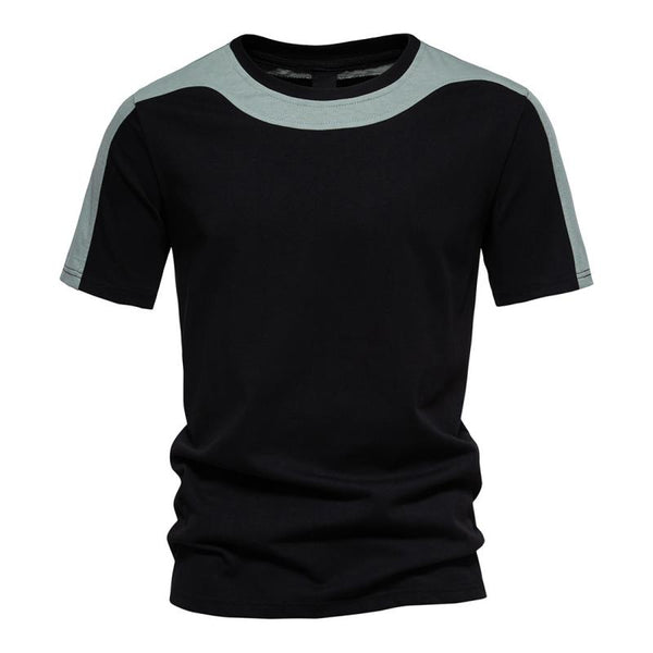 Men's Cotton Colorblock Round Neck Short Sleeve Casual T-shirt 47282009Z