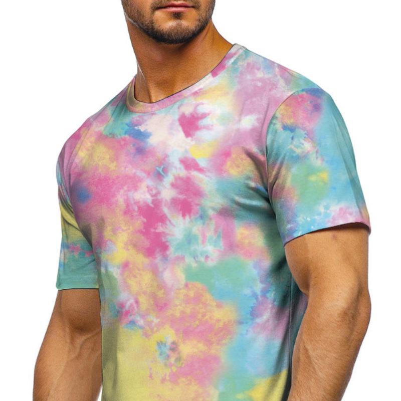 Men's Tie-Dye Printed Round Neck Short-Sleeved T-Shirt 31358041Y