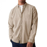 Men's Solid Color Lapel Long Sleeve Casual Shirt 94827867Z