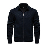 Men's Casual Stand Collar Zipper Slim Fit Knitted Cardigan 62307668M