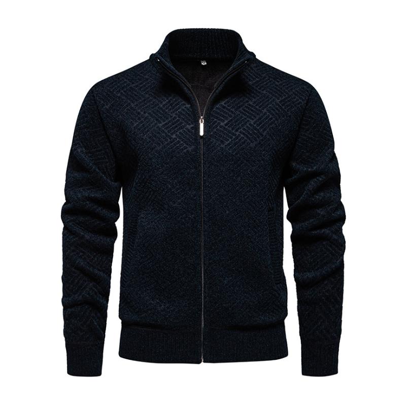 Men's Casual Stand Collar Zipper Slim Fit Knitted Cardigan 62307668M