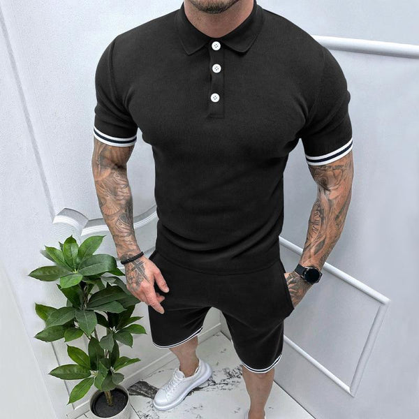 Men's Lapel Short Sleeve Polo Shirts Shorts Casual Set 38045723Z