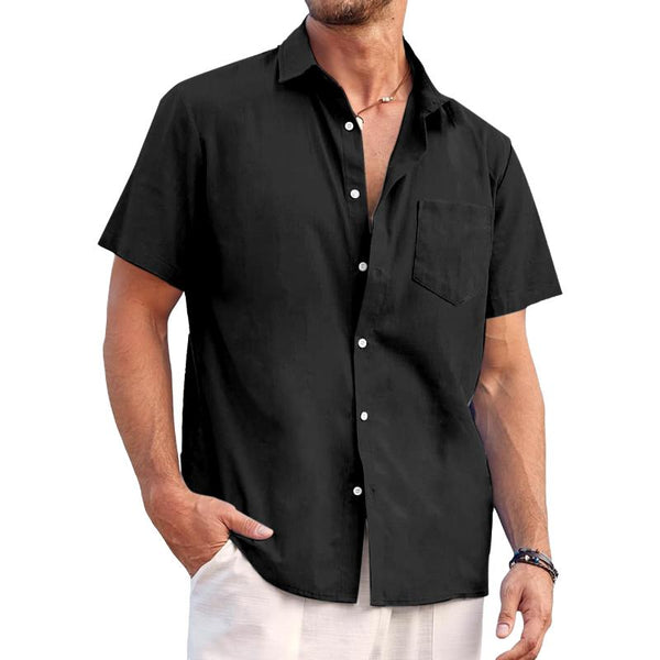Men's Solid Color Casual Short-Sleeved Shirt 33105012Y