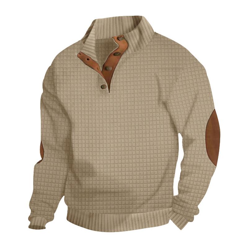 Men's Plaid Stand Collar Long Sleeve Casual Sweatshirt 63113270Z