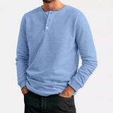 Men's Casual Cotton Blend Henley Collar Slim Fit Long Sleeve T-Shirt 46939439M