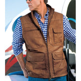 Men's Classic Stand Collar Multi-Pocket Leather Vest 35700902F